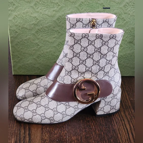 $1320 Brand New Authentic Gucci Women's BlondieBooties Canvas GG EU 35.5 US 5.5 - Picture 6 of 13